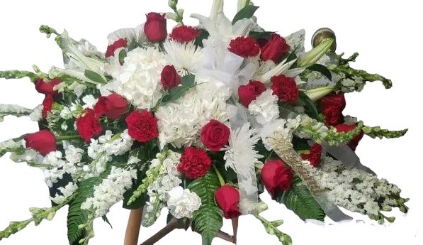 Red And White Casket Cover