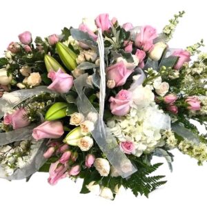 Blush And White Funeral Basket
