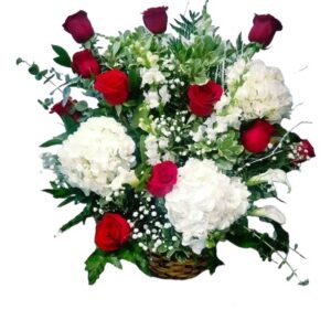 Rose And Hydrangea Basket