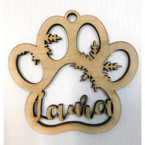 Custom Laser Cut Paw Print Ornament