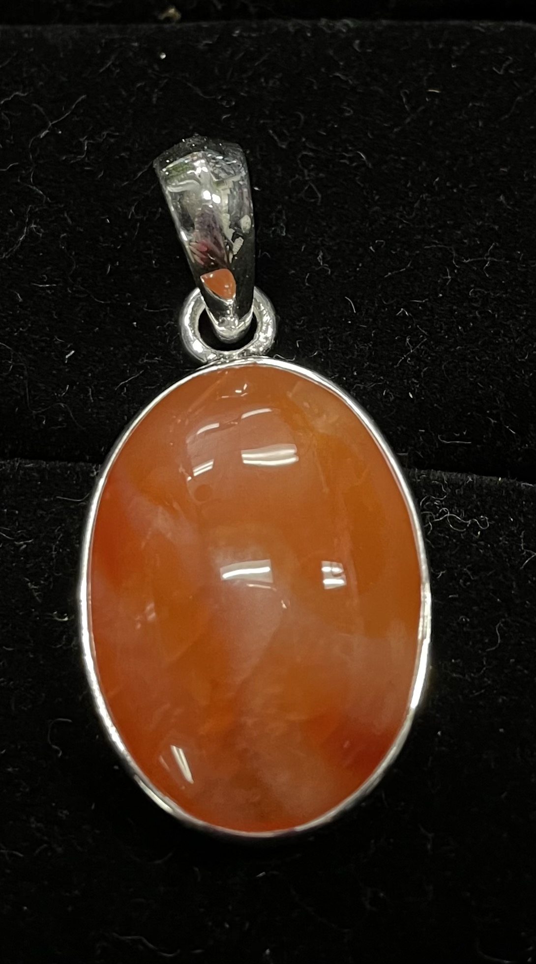 Sterling Silver & Orange Natural Stone Pendant