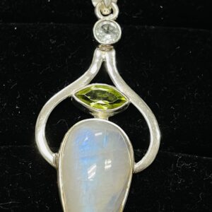 Sterling Silver, Natural Stone, and Gemstone Pendant