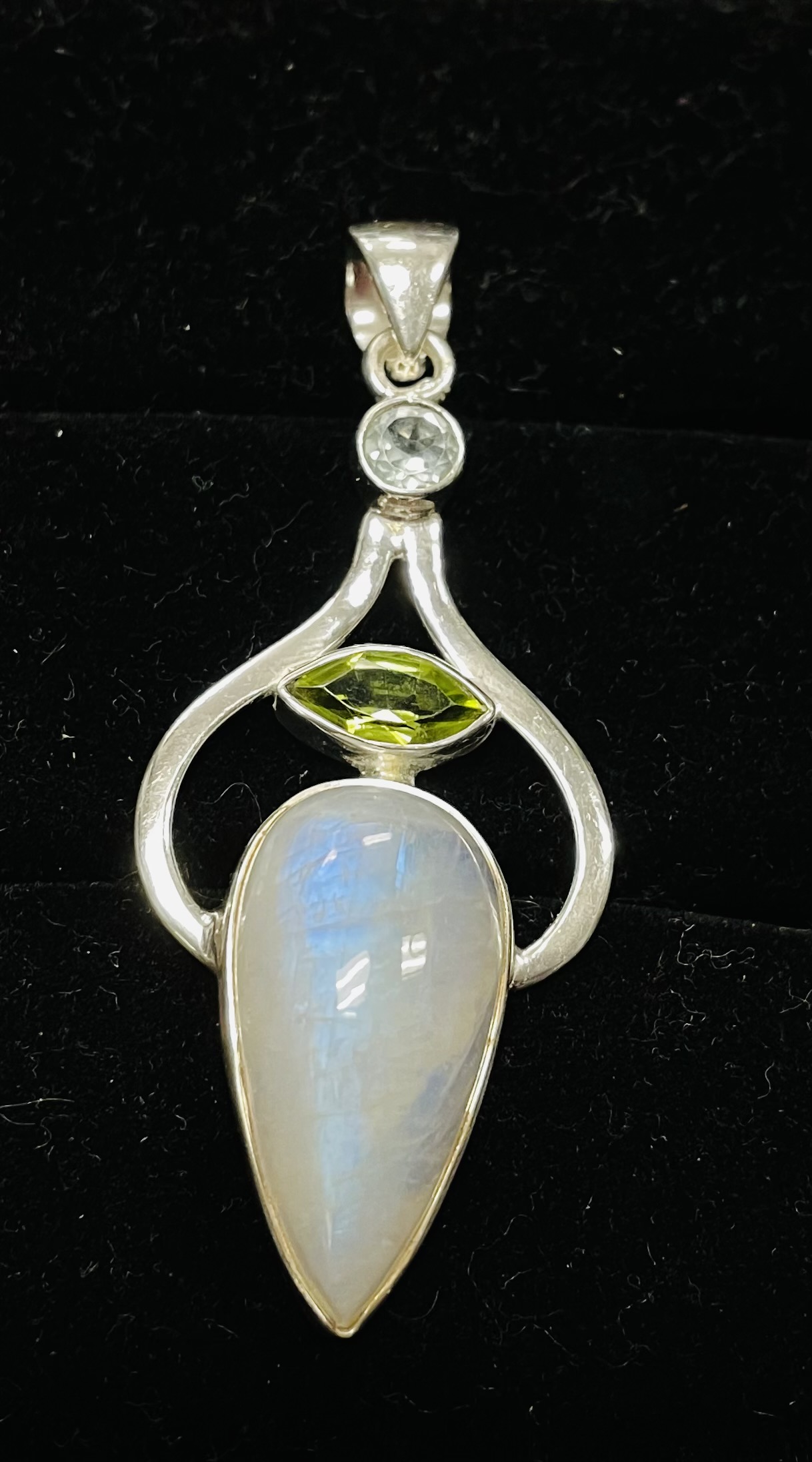 Sterling Silver, Natural Stone, and Gemstone Pendant