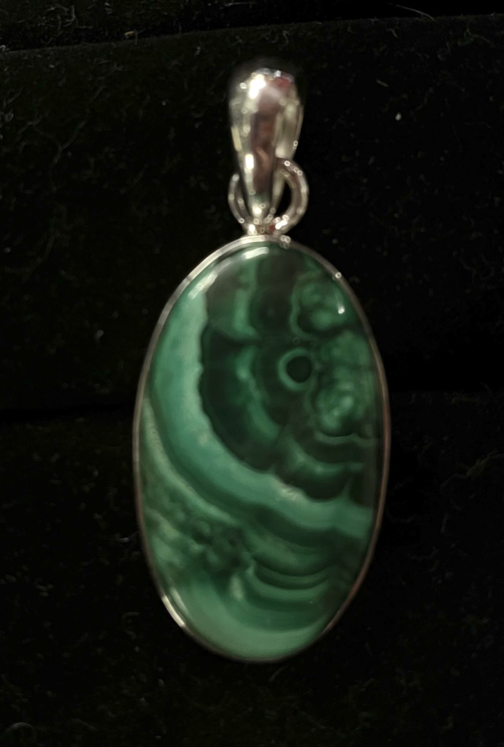 Sterling Silver & Green Natural Stone Pendant