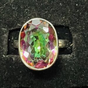 Oval Sterling Silver and Mystic Topaz Ring